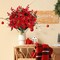 Poinsettia Bush Christmas Flowers Holly Berry Stems with Red Berries Holly Leaves for Home Porch Garden Indoor Outdoor Holiday Xmas Decorations (Pack of 6)